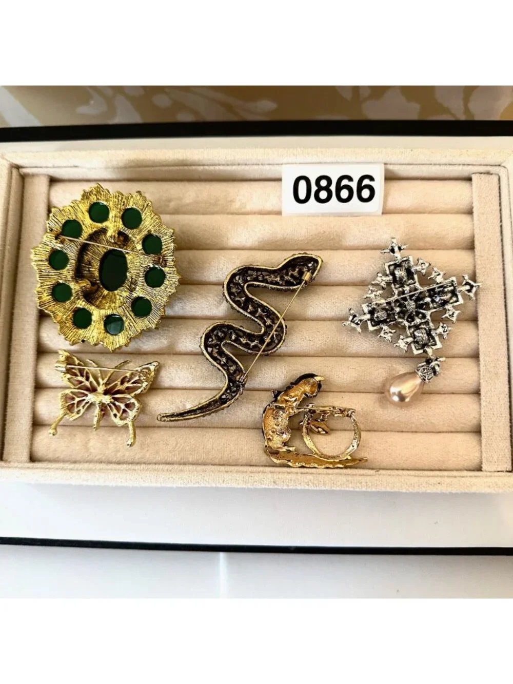 Costume Jewelry Lot Brooches Pin Snake Butterfly Cat Maltese Cross